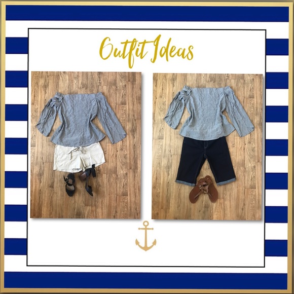 Off the Shoulder Striped Top - Picture 2 of 5